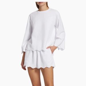 Splendid Scallop Edge Sweatshirt Size Medium White Crewneck Cropped Nori